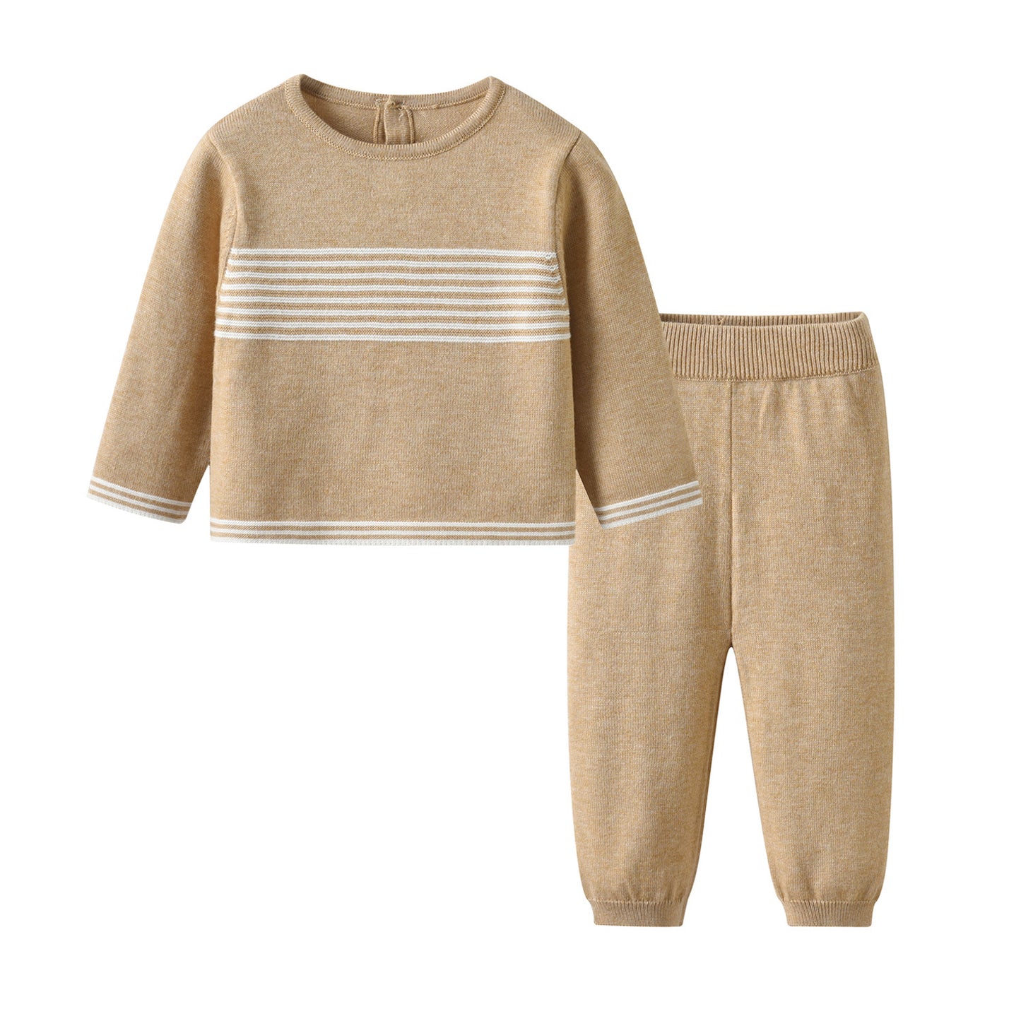 Baby Suit Autumn And Winter New Striped Sweater Woollen Trousers