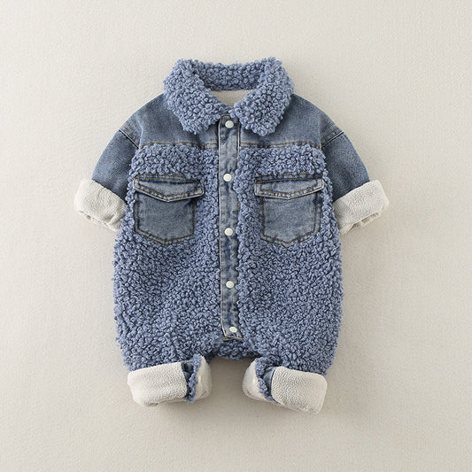 Baby Outing Denim Onesie Cute Long Sleeve Suit