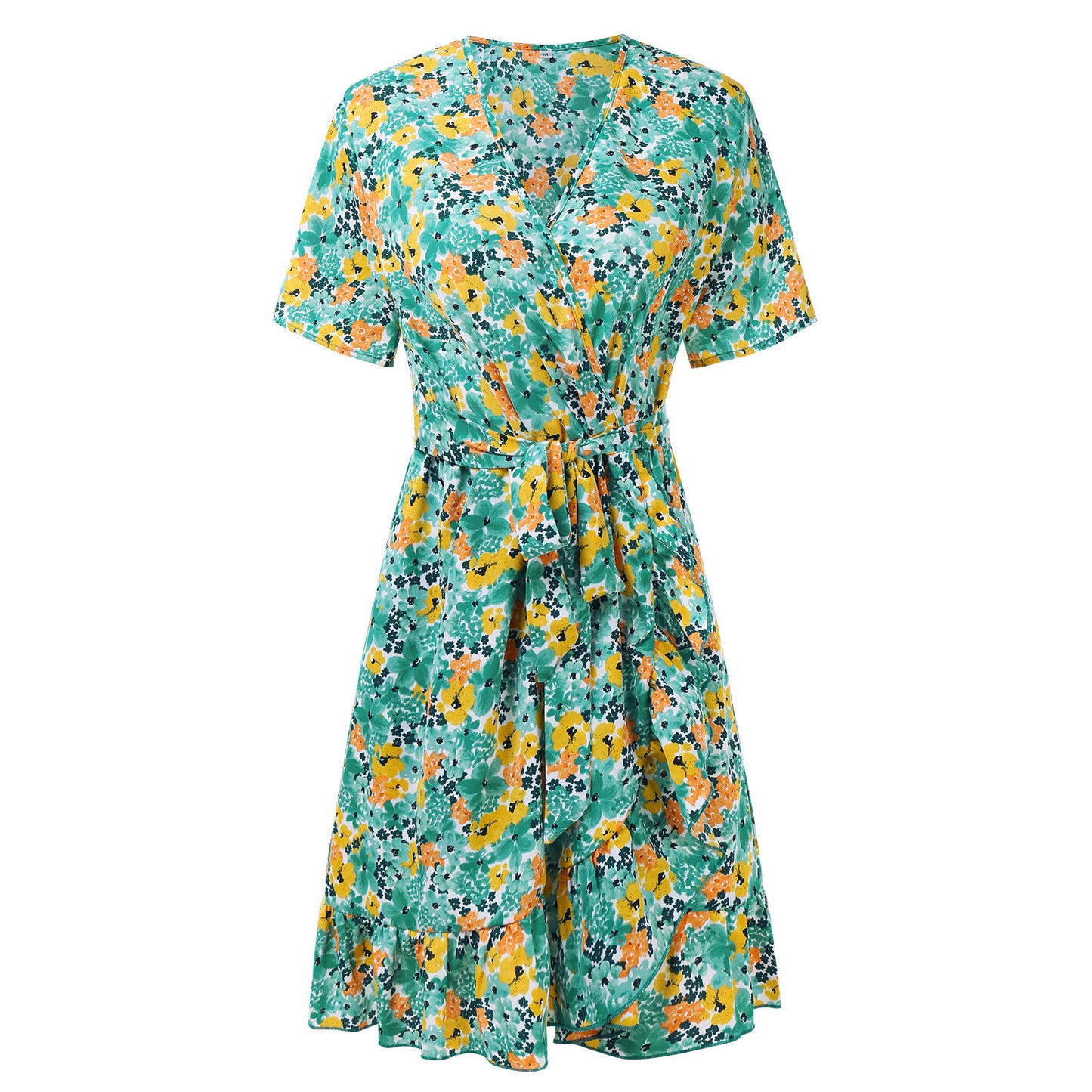 Women's Floral Short Sleeve Chiffon Dress