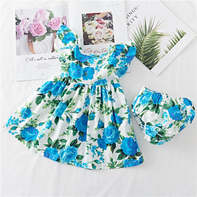 Vestido de bebé de algodón con estampado floral y volantes