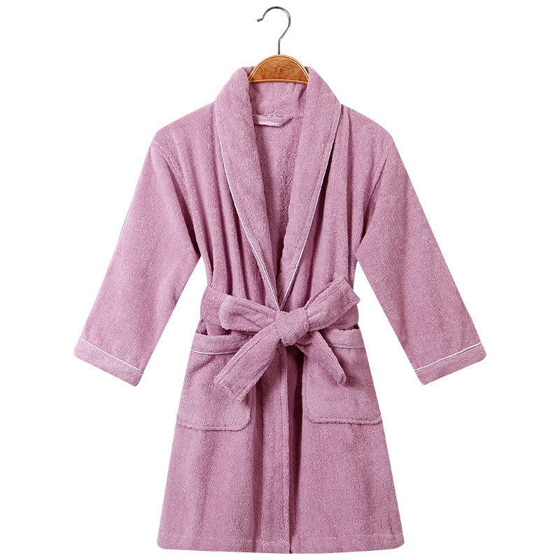 Children's Simple Solid Color Cotton Bathrobe