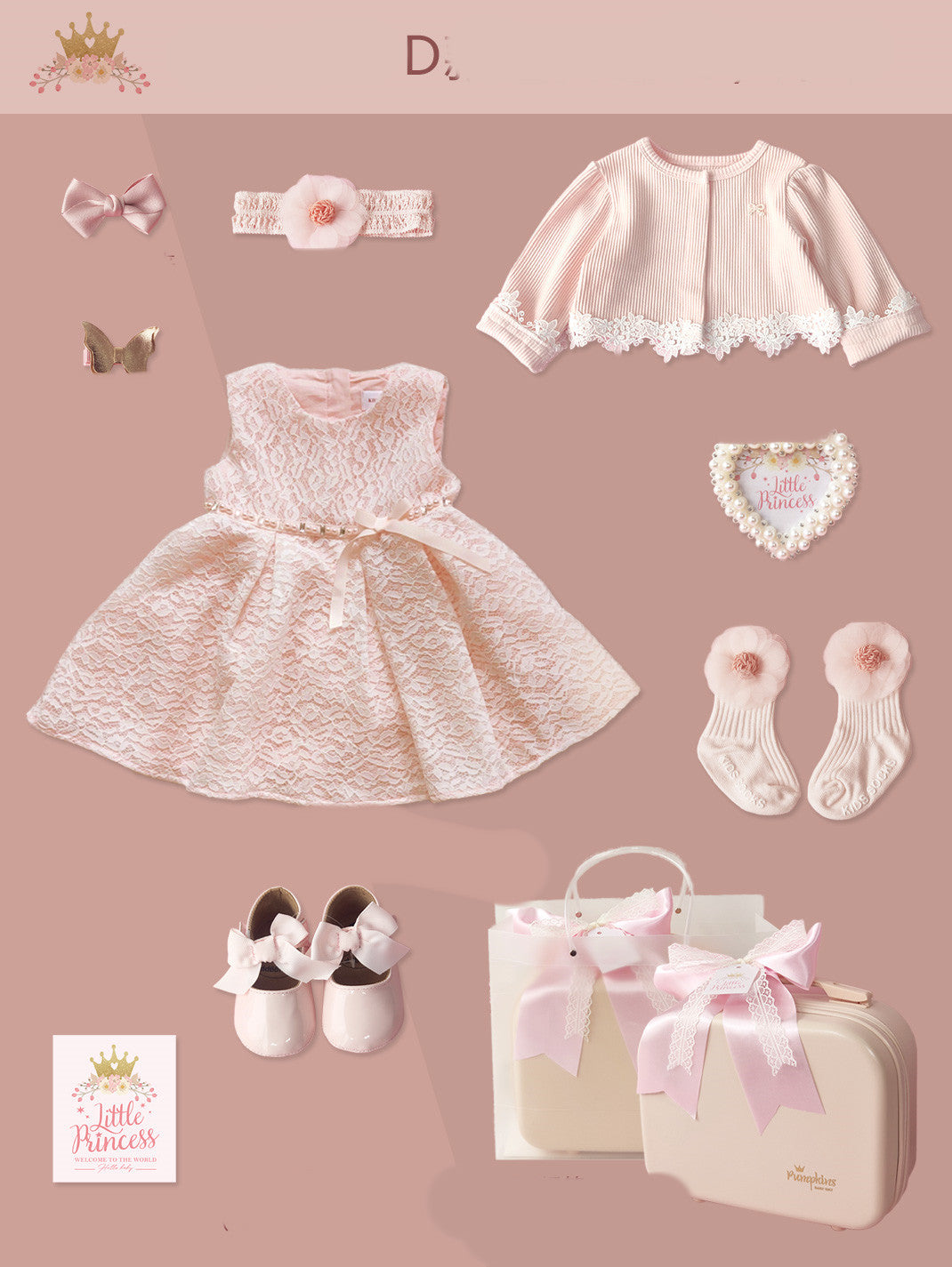 Coffret cadeau haut de gamme pour bébé, petite robe de princesse en dentelle, costume