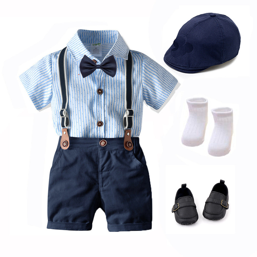 Boys Baby Suit Romper Short-sleeved Jumpsuit Overalls