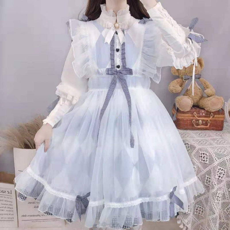 Lindo vestido de manga corta para estudiante de talla grande