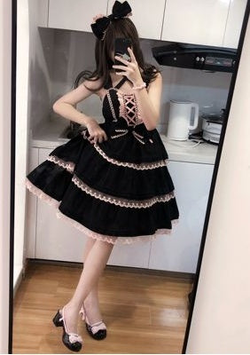 Vestido Jsk con tirantes estilo dulce y caliente de niña de color liso