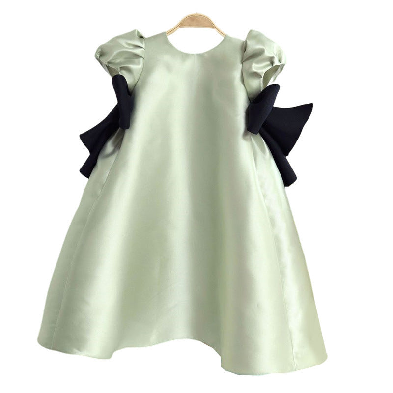 Vestido lindo para niña, vestido de princesa con manga de burbuja para niños