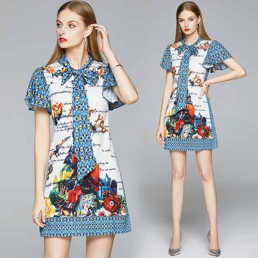 Small French Bellflower Floral Waist Dress