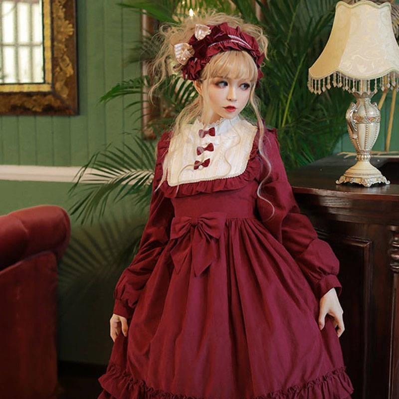 Lolita Dress Sweet And Cute Dallas Dance Solid Color Gothic Daily Bow Lace Princess Tea Party Dress