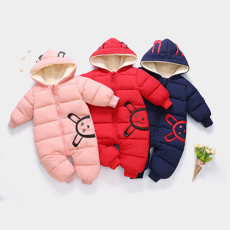 Manteau une pièce en coton chaud et épais en velours pour bébé