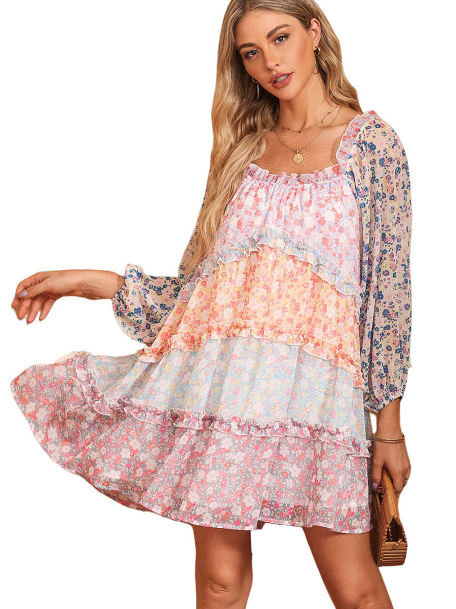 jersey de mujer con vestido floral a juego de colores