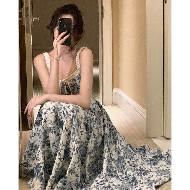 Robe fine à fleurs avec bretelles pour femmes