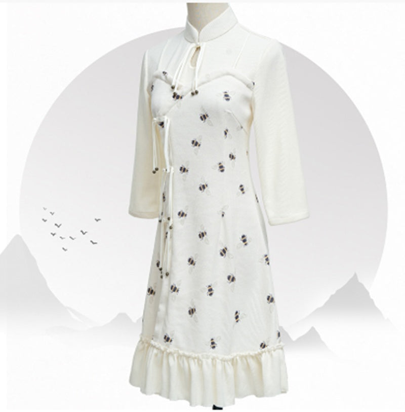 White Star – robe Cheongsam améliorée pour jeune fille, nouveau Style National, automne