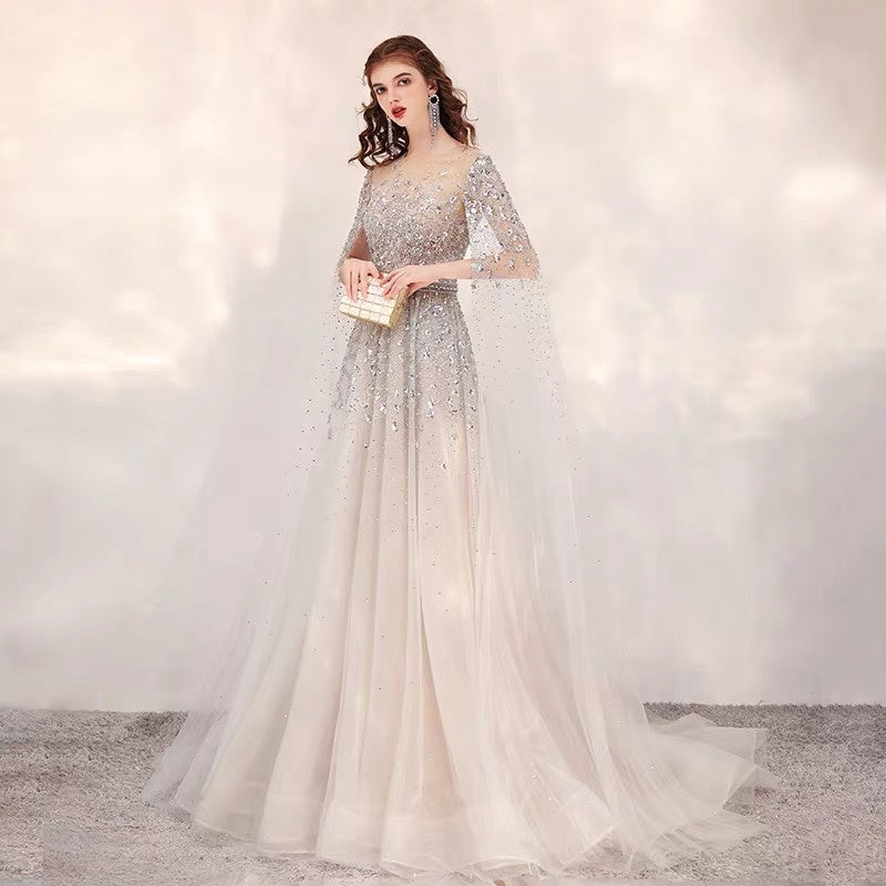 Bride Temperament Thin Long-sleeved Toast Dress