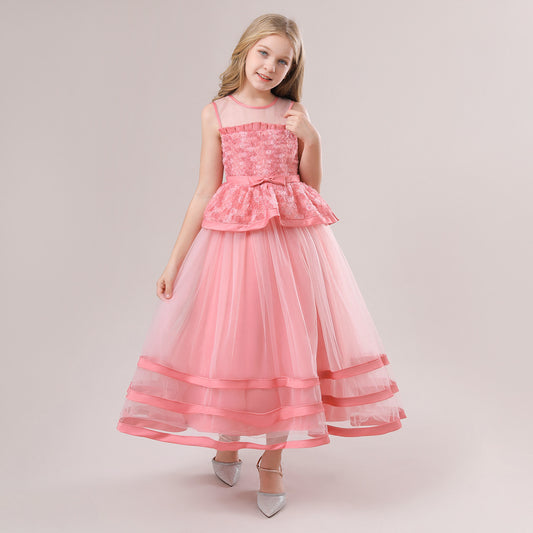 Robe de mariée fleurie avec nœud papillon pour filles