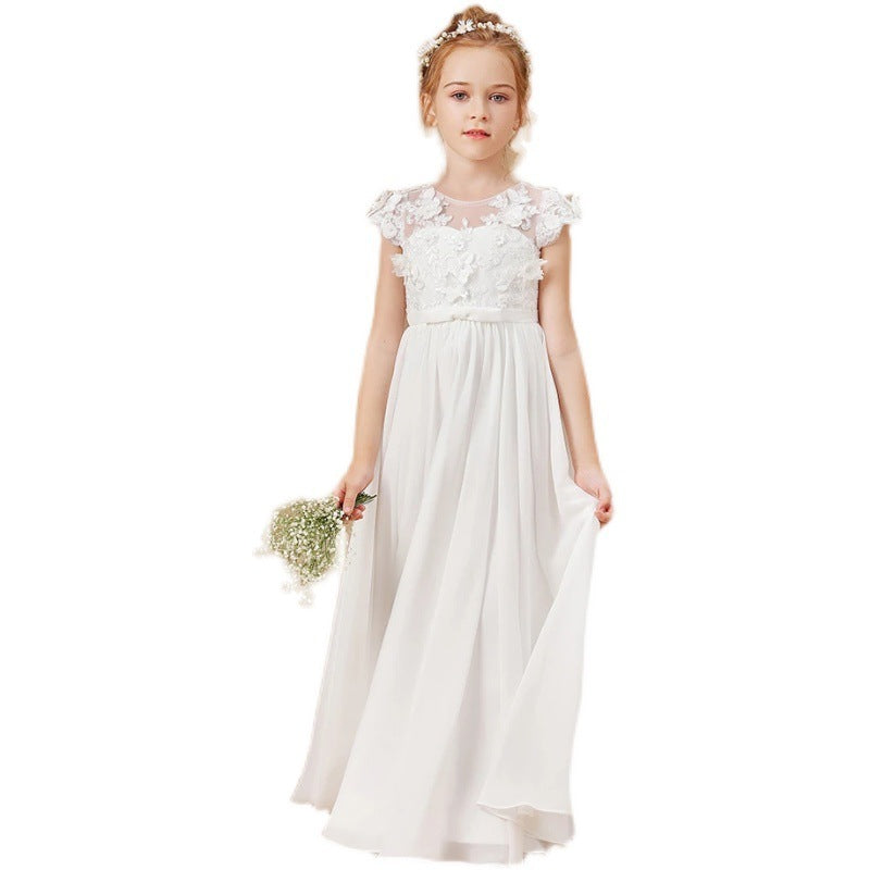 Robe pour enfants dames fleur blanche mariage fille