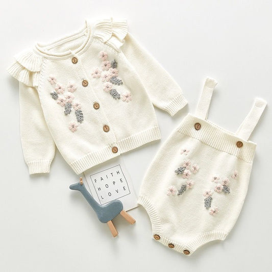 Combinaison brodée pour bébé, vêtements de sortie de princesse d'automne et d'hiver