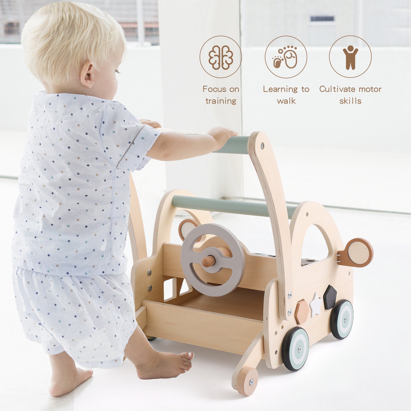 Puzzle en bois pour enfants, marcheur multifonctionnel