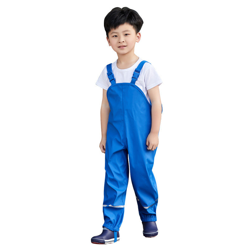 Children Plus Velvet PU Waterproof Rain Pants For Boys And Girls