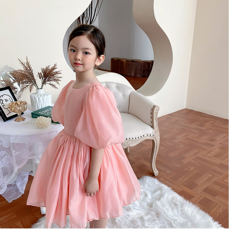 Vestido de princesa de estilo occidental con manga de burbuja para niños