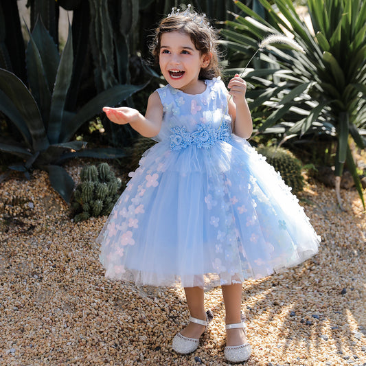 Children's Three-dimensional Flower Puffy Dress