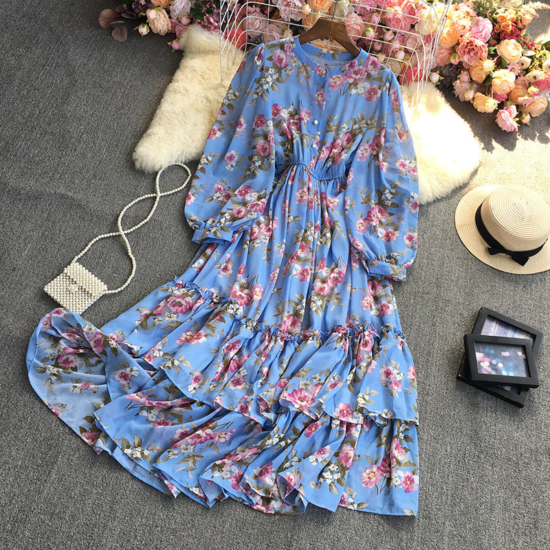 9751 Floral Print Long Sleeve Dress