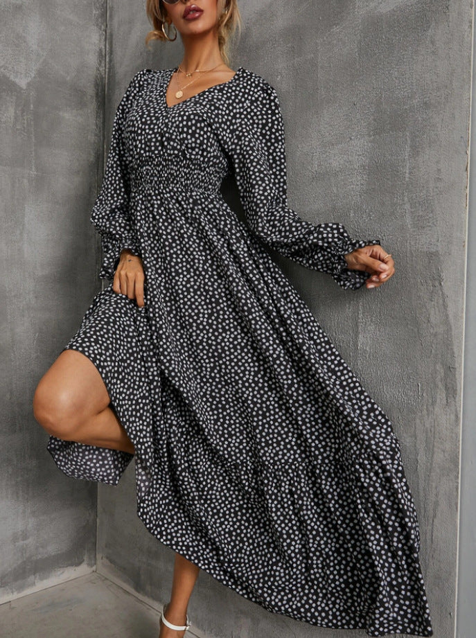 Robe longue fleurie à col en V Vêtements pour femmes