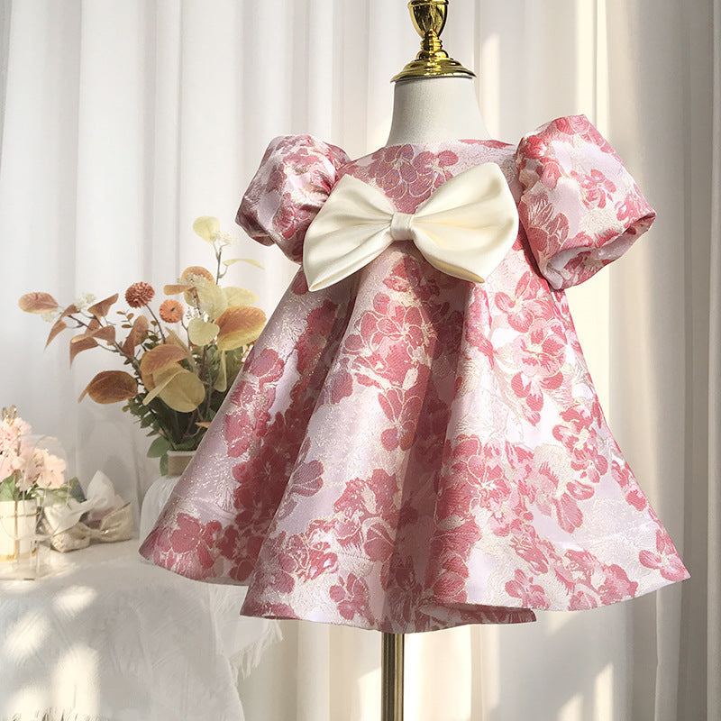 Robe de première année pour bébé, photographie, manches à bulles, haut de gamme, imprimé à la mode