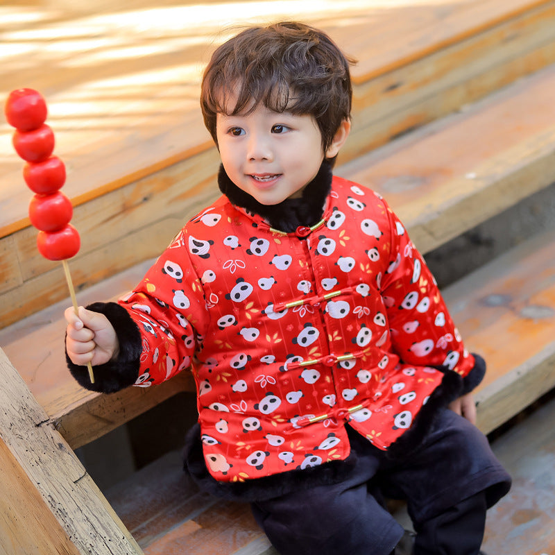 Hanfu Fleece-lined-year-old Red Festive Dress