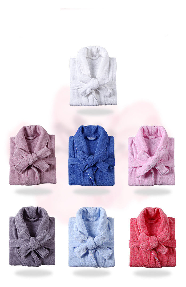 Children's Simple Solid Color Cotton Bathrobe