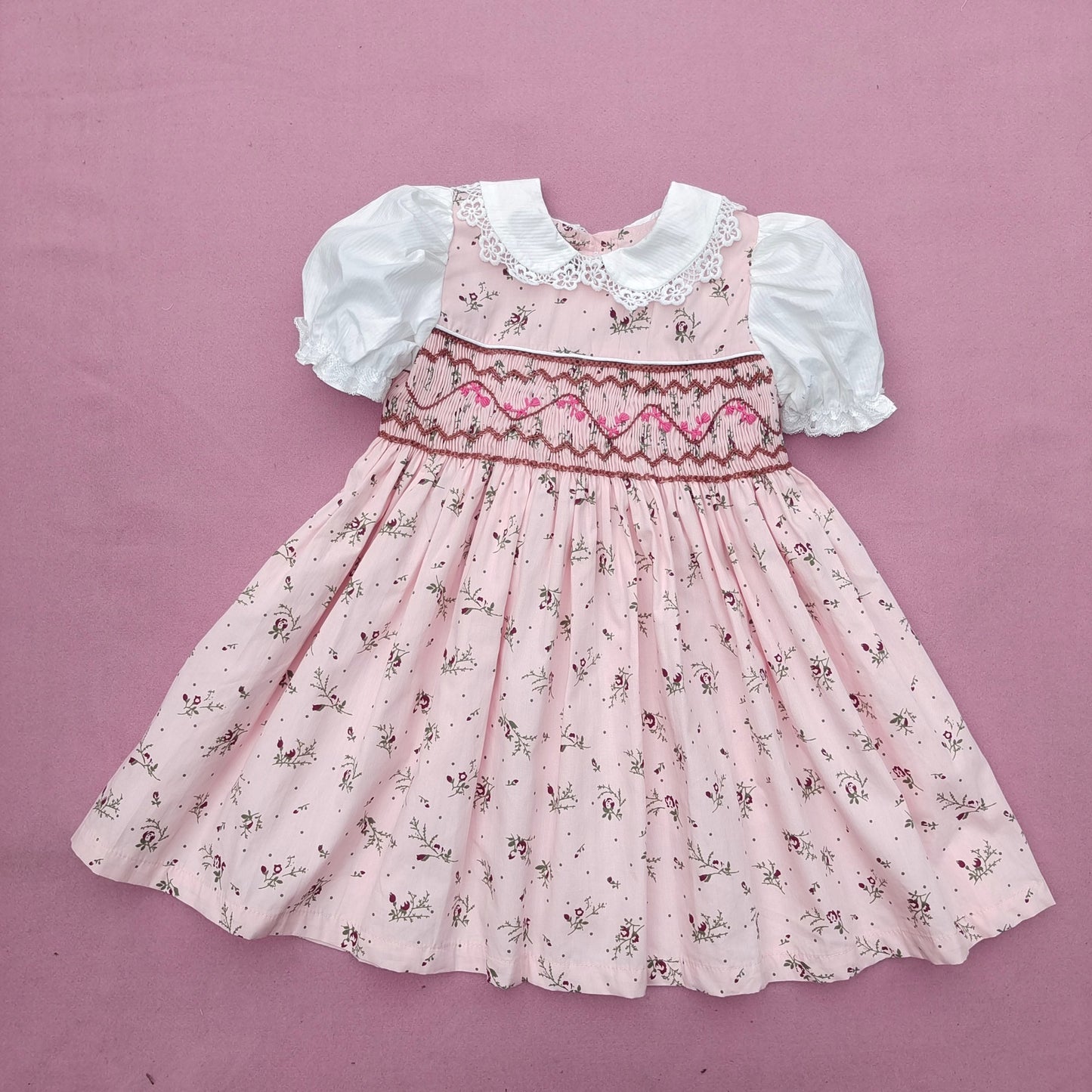 Robe de princesse en dentelle imprimée à manches courtes pour filles