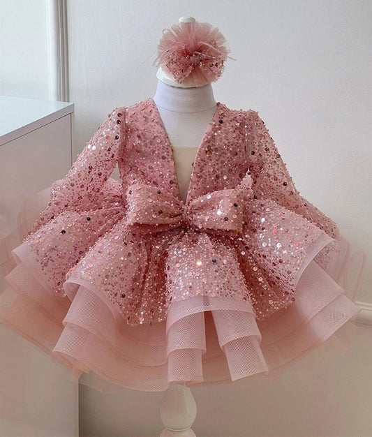 Robe complète jupe poncho à paillettes pour fille