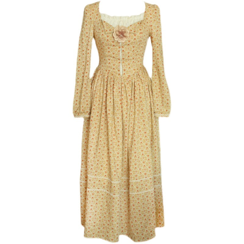 Vestido floral rural retro de moda para mujer