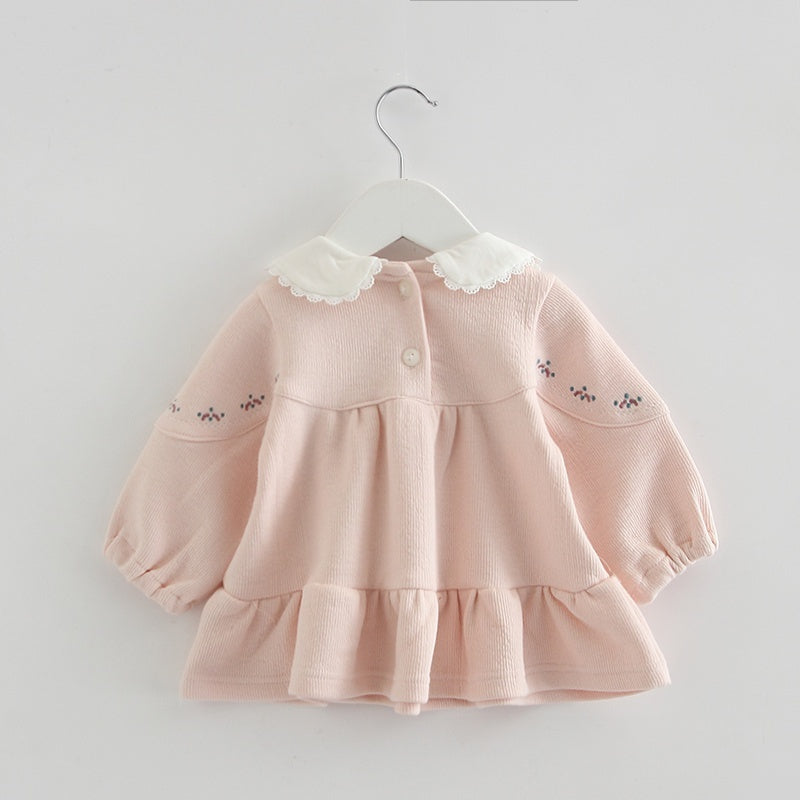 Robe de printemps à manches longues pour bébé, couleur unie