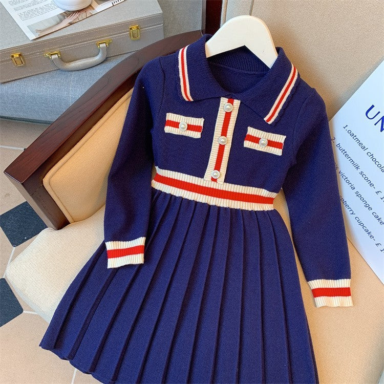 Robe tricotée Preppy d'automne pour fille