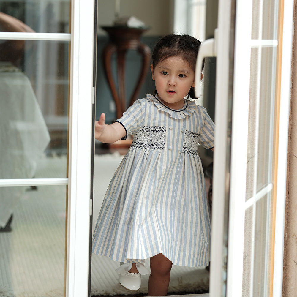 Robe à manches courtes en coton haut de gamme pour fille