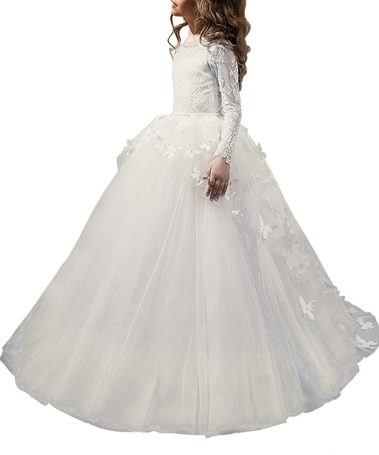 Robe longue pochée de mariage pour filles, robe de princesse