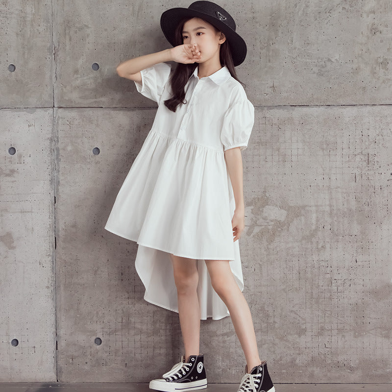 Women's Summer New Short Sleeve Lapel Shirt Dress