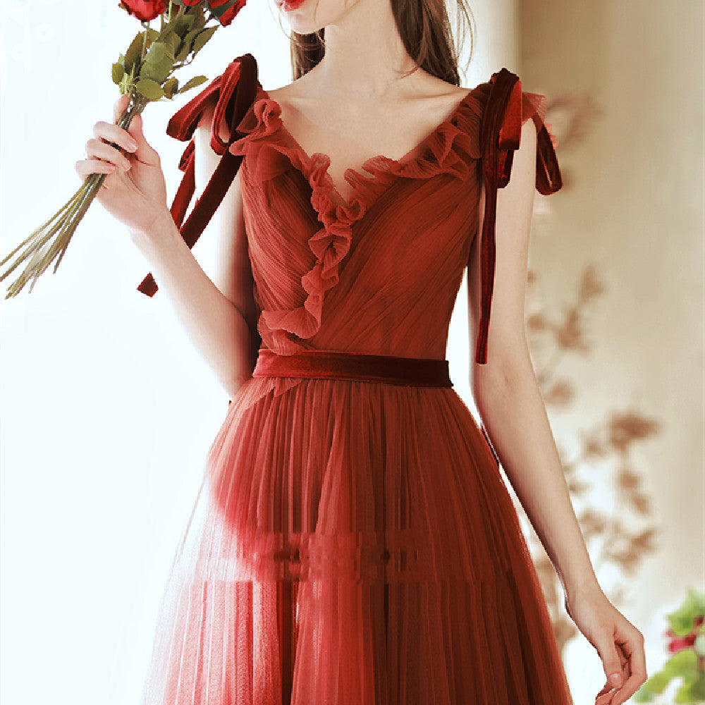 Robe de fiançailles rouge à la mode pour femmes