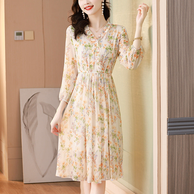 Chiffon Floral Dress Spring And Summer