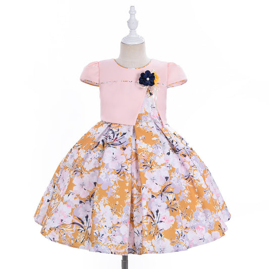 Little Girl Baby Birthday Print Dress Puffy