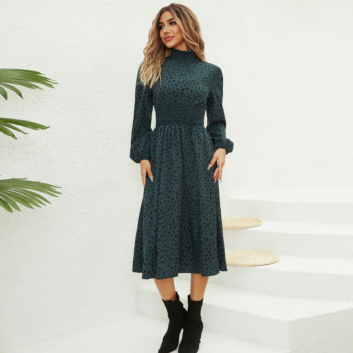 Robe à manches longues à imprimé floral pour femmes