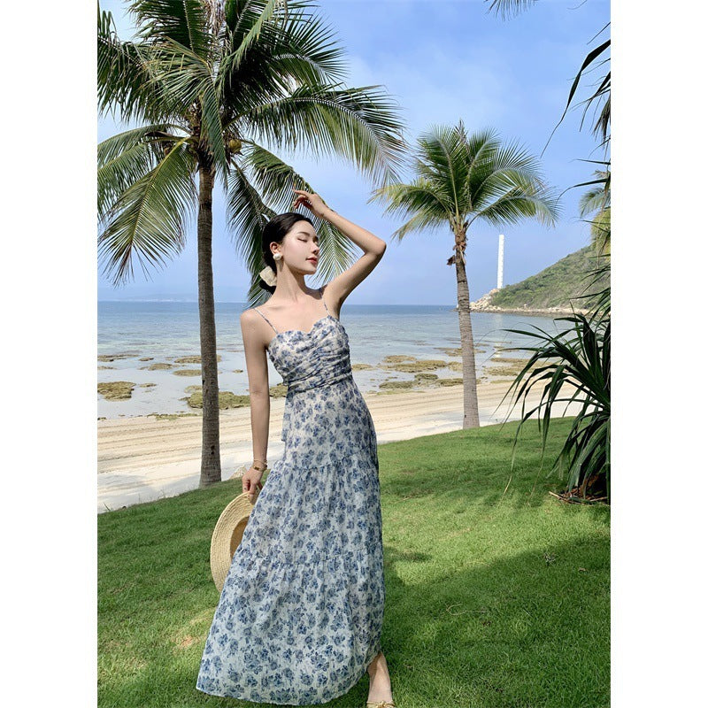 Women's Fashion Temperament Camisole Floral Dress