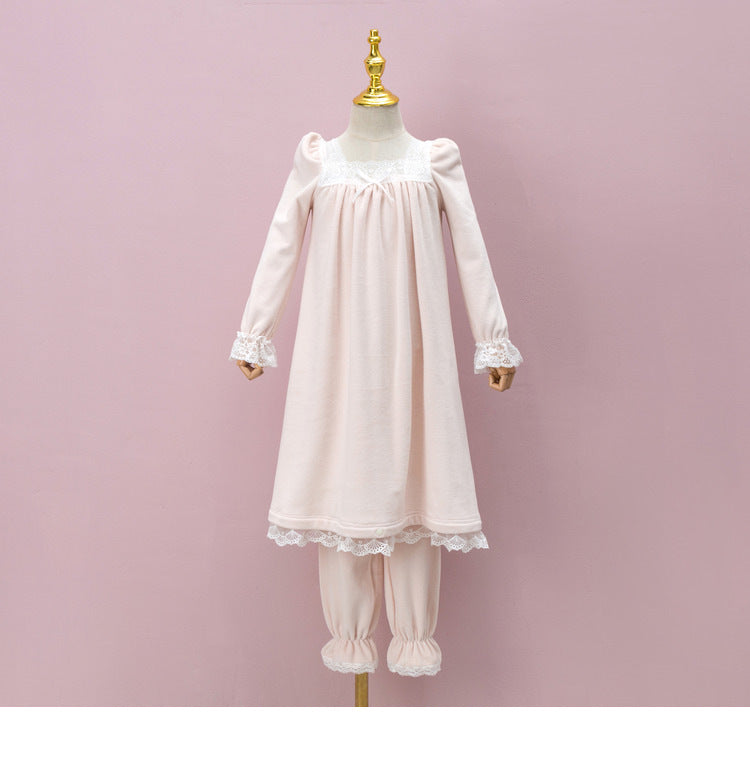 Robe de nuit longue princesse en velours pour filles, tenue d'hiver, rétro français