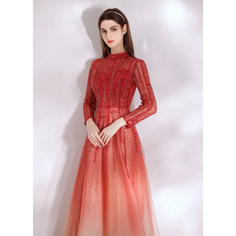 Women's Red High End Style Banquet Evening Dress