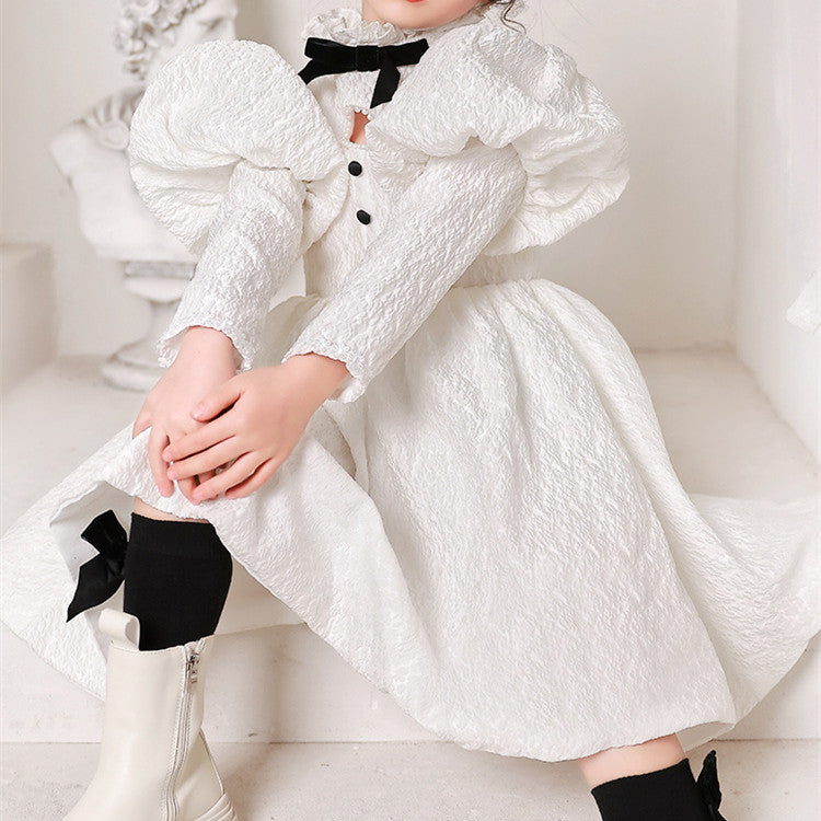 Robe de costume de piano rétro à manches bouffantes pour filles