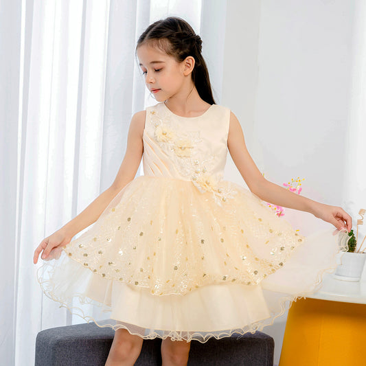 Children's Beaded Mesh Lace Tutu Skirt