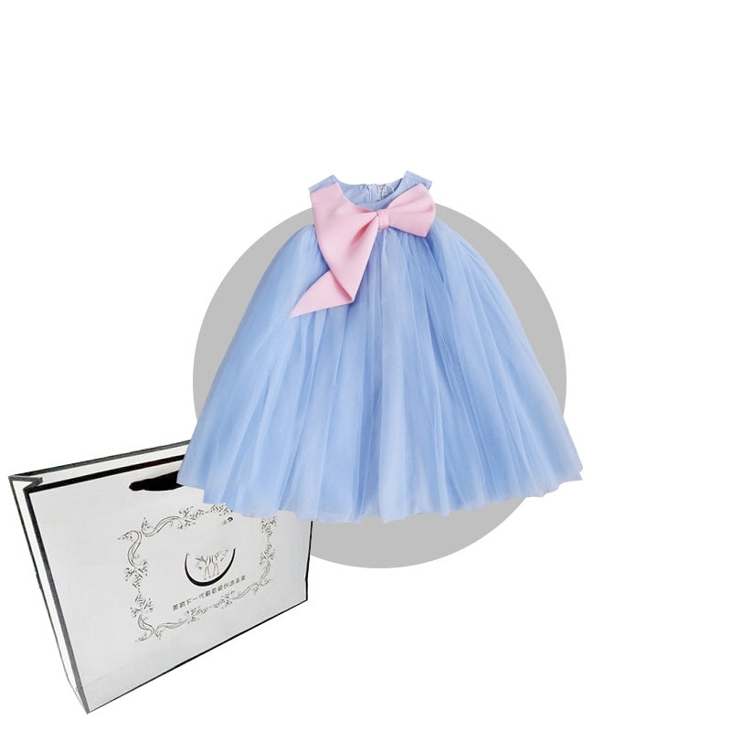 Bowknot Princess Children's Blue Vest Dress