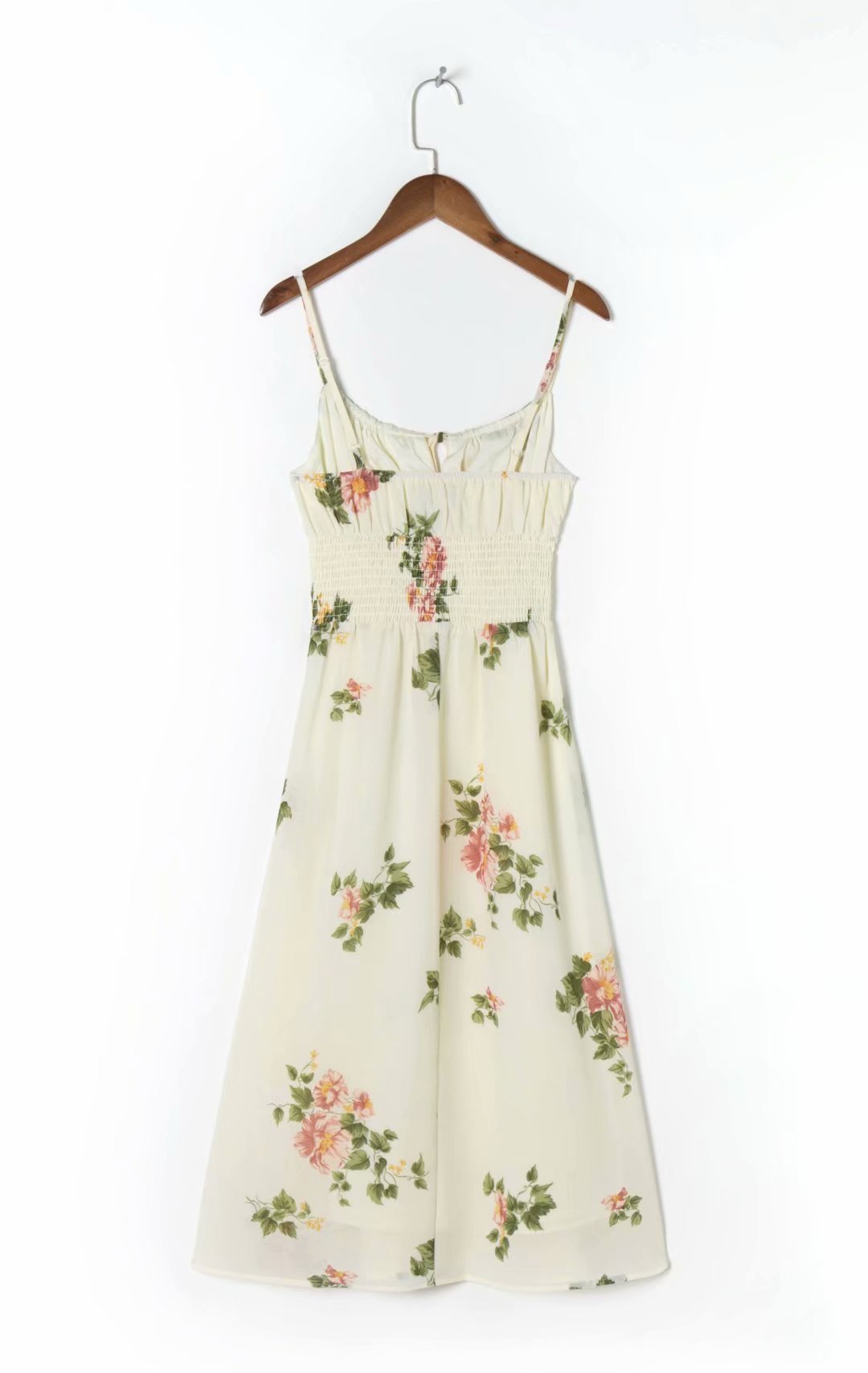 Fashion French Floral Tight Waist Tied Spaghetti-strap Dress