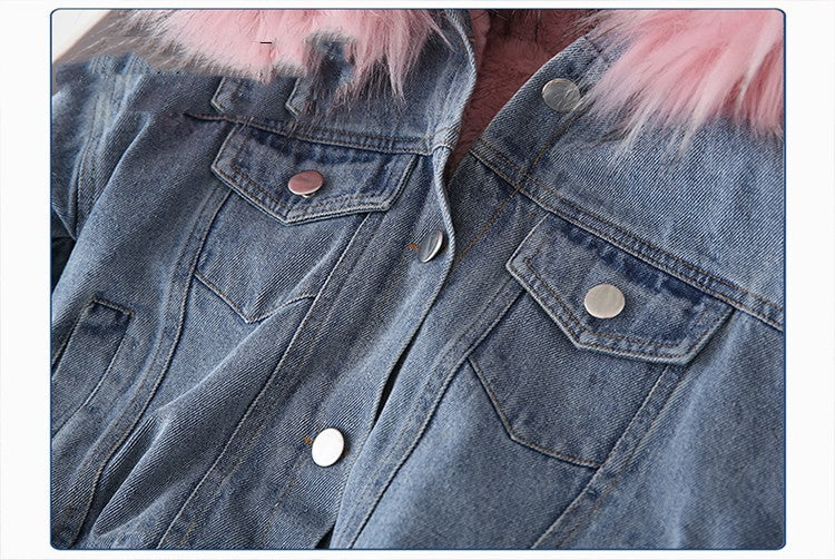 Veste en jean d'hiver en cachemire pour enfants