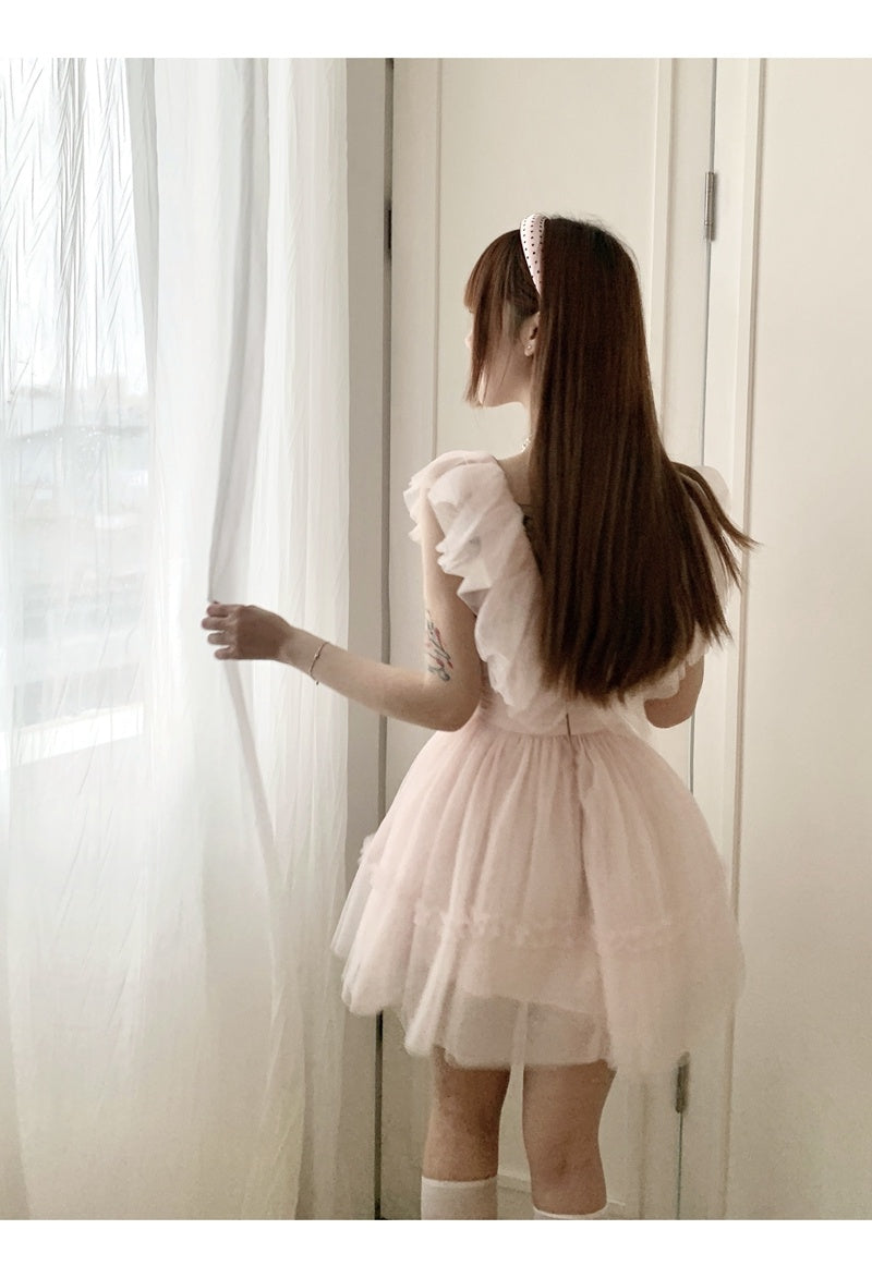 Sweet Princess Style Cute Mesh Skirt Dress Niche Design